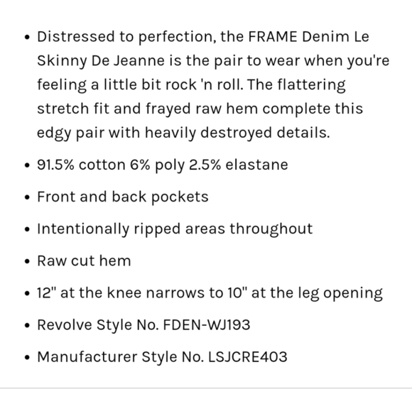 Frame Le Skinny Jeanne Crop Raw Hem Distressed Black Jeans Size 26 - Picture 13 of 14